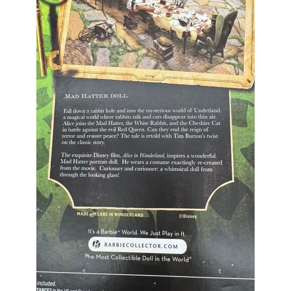 Alice in Wonderland Barbie Collector Mad Hatter Doll Johnny Depp Mattel 2009 - Picture 4 of 6